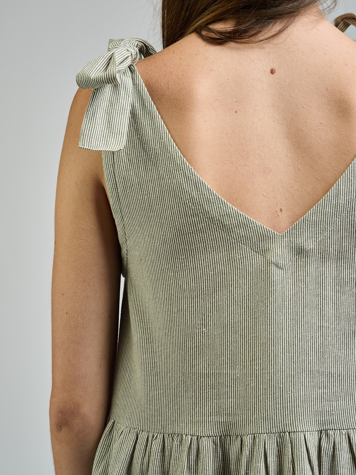 Lorelei Tiered Dress - Olive Stripe - Image 2