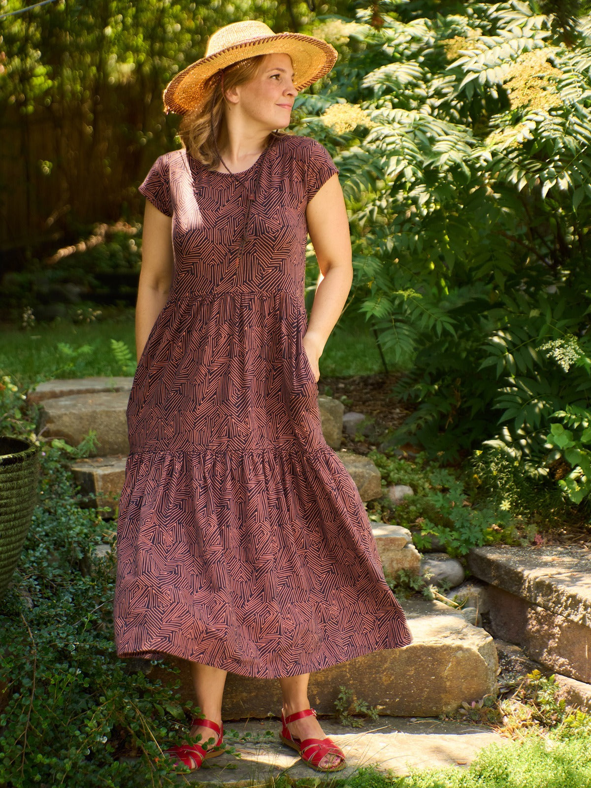 Tiered Jersey Dress - Tree Rings Blue - Image 7