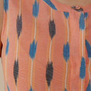Kerala Placket Dress - Peach Ikat - Image 2