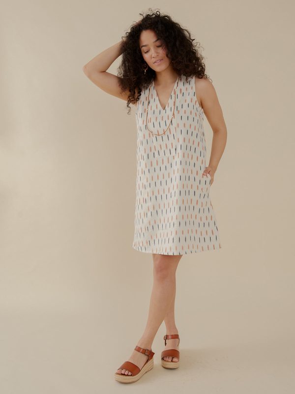 Milan Shift Dress - Ivory Ikat