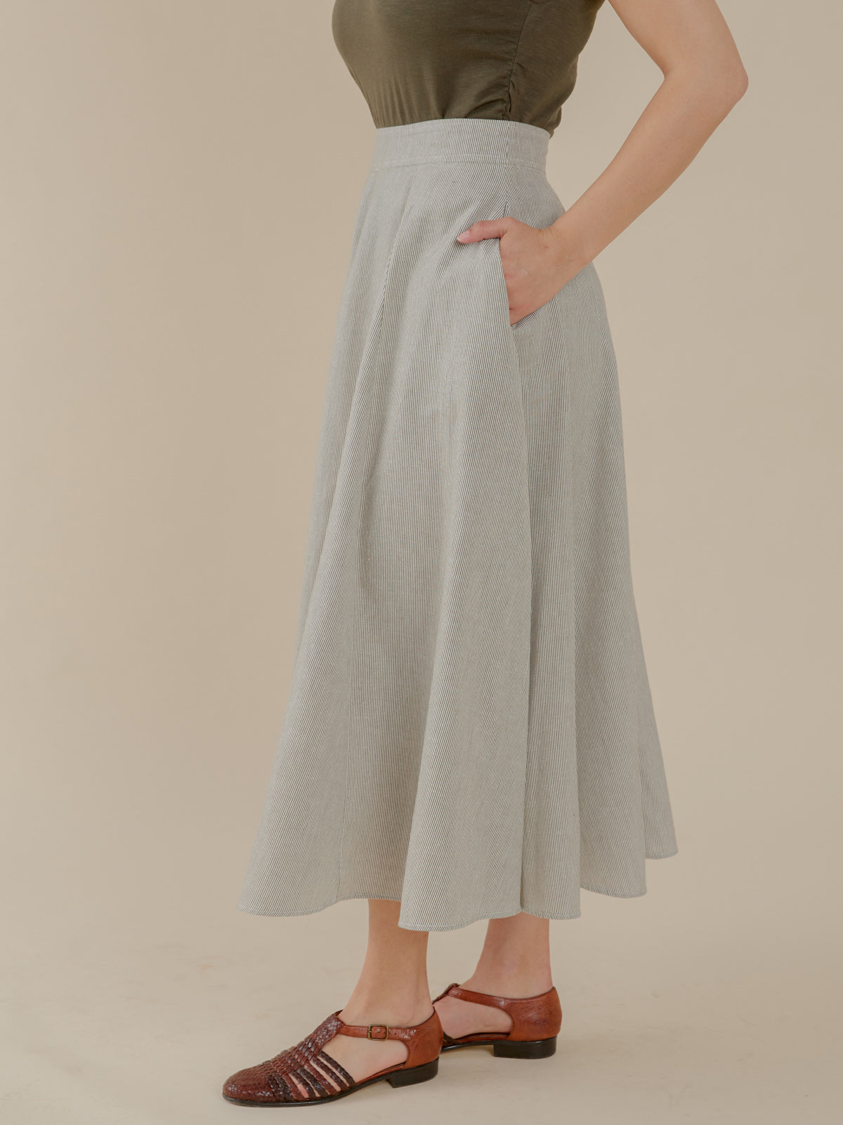 Lucinda Skirt - Olive Stripe - Image 5