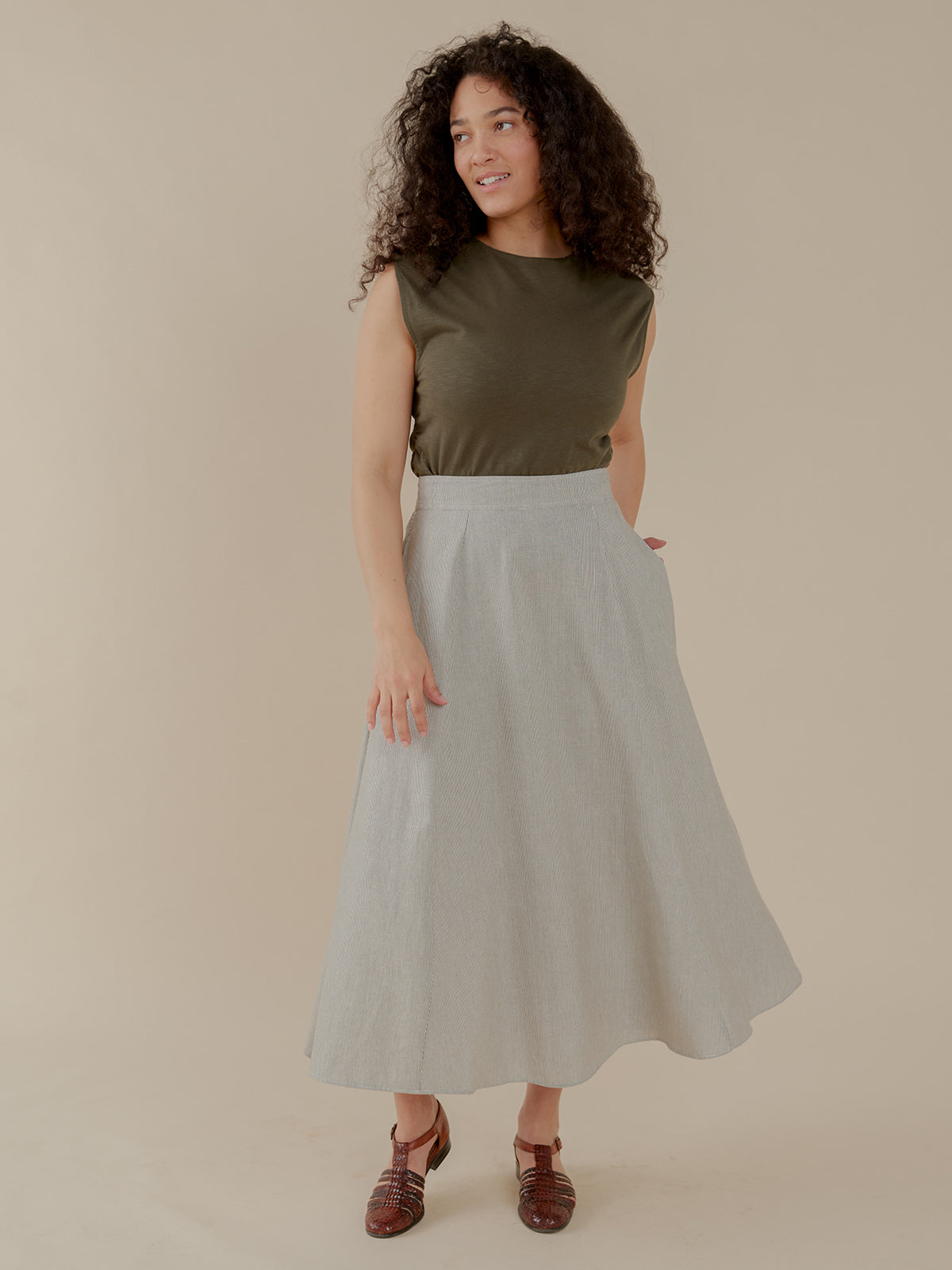 Lucinda Skirt - Olive Stripe - Image 3