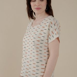 Dana Top - Ivory Ikat - Image 1
