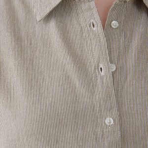 Mae Oversized Shirt - Olive Stripe - Image 9