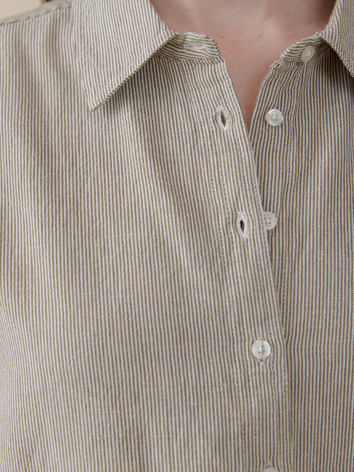 Mae Oversized Shirt - Olive Stripe - Image 9