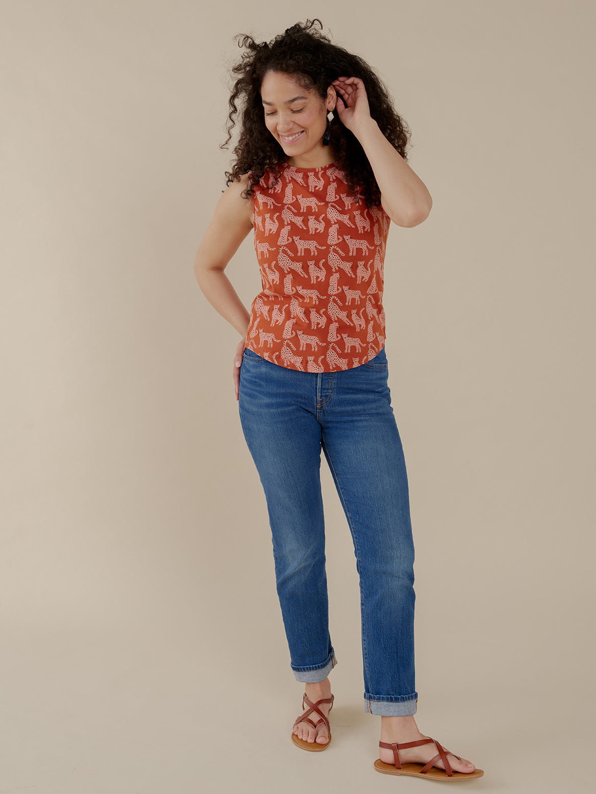 Millie Muscle Tee - Leopard Sienna - Image 5