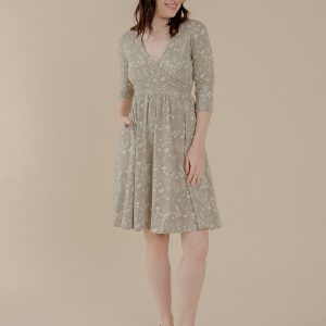 Callie 3/4 Sleeve Wrap Dress - Field Taupe - Image 1