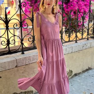 Lorelei Tiered Dress - Purple Buds - Image 1