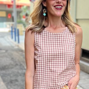 Neko Tank - Brown Gingham - Image 1