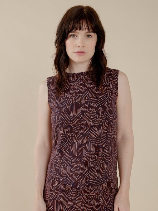 Millie Muscle Tee - Tree Rings Blue