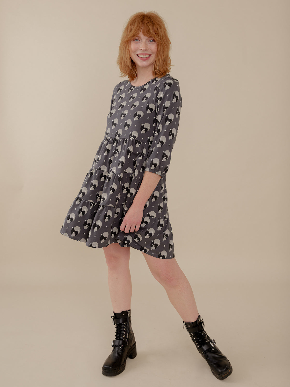 Bellini Long Sleeve Dress - Vase Cluster Graphite - Image 1