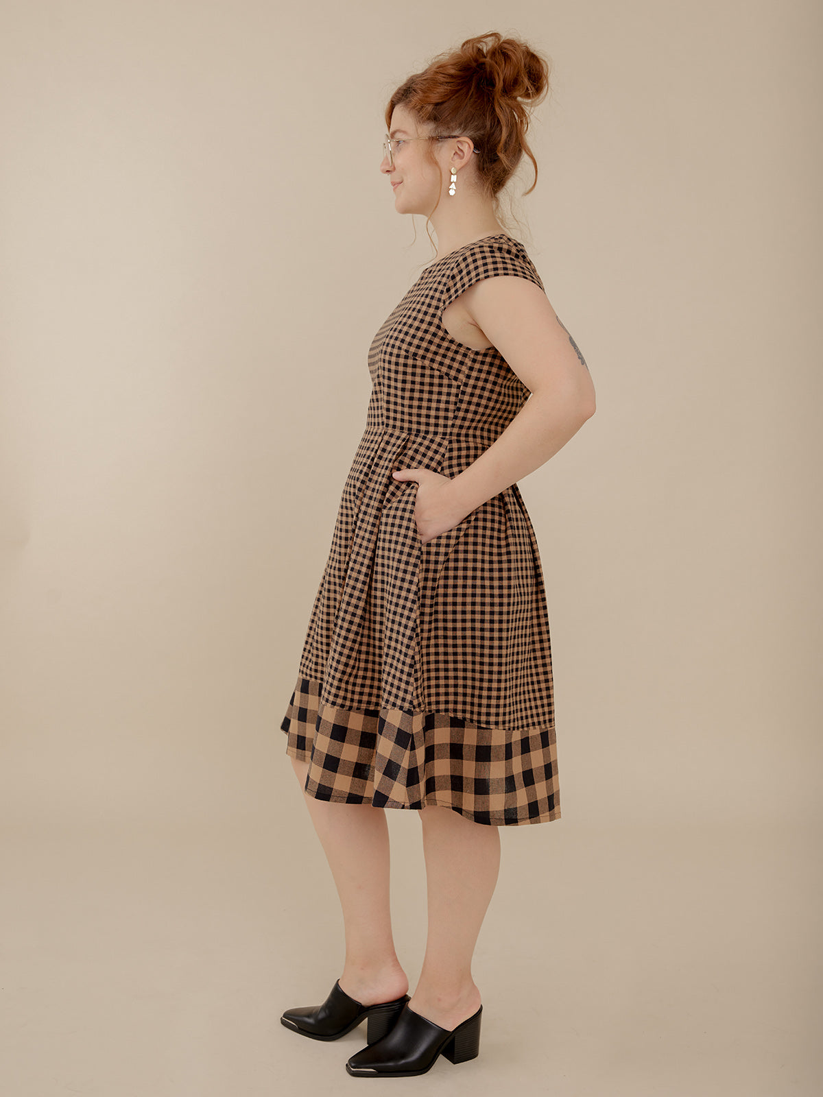 Devonshire Dress - Black and Tan Small Gingham - Image 3