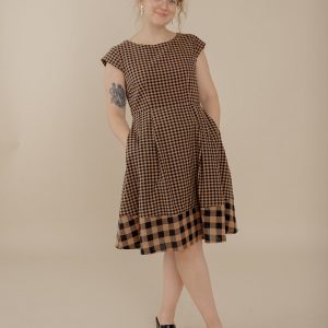 Devonshire Dress - Black and Tan Small Gingham - Image 1