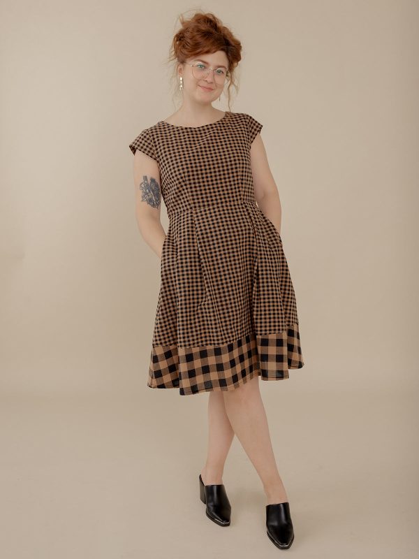 Devonshire Dress - Black and Tan Small Gingham