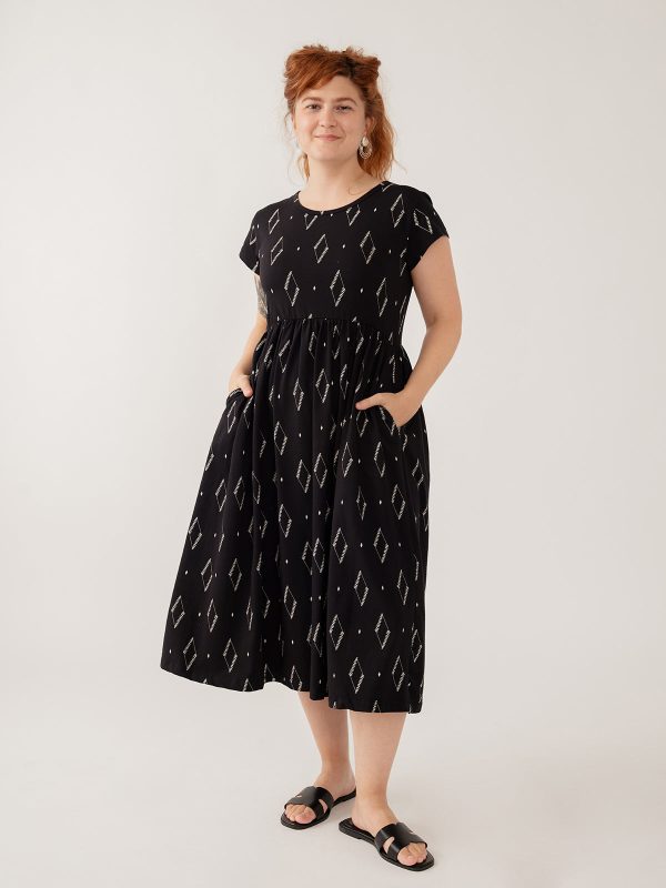 Logan Midi Dress - Diamond Vine Black