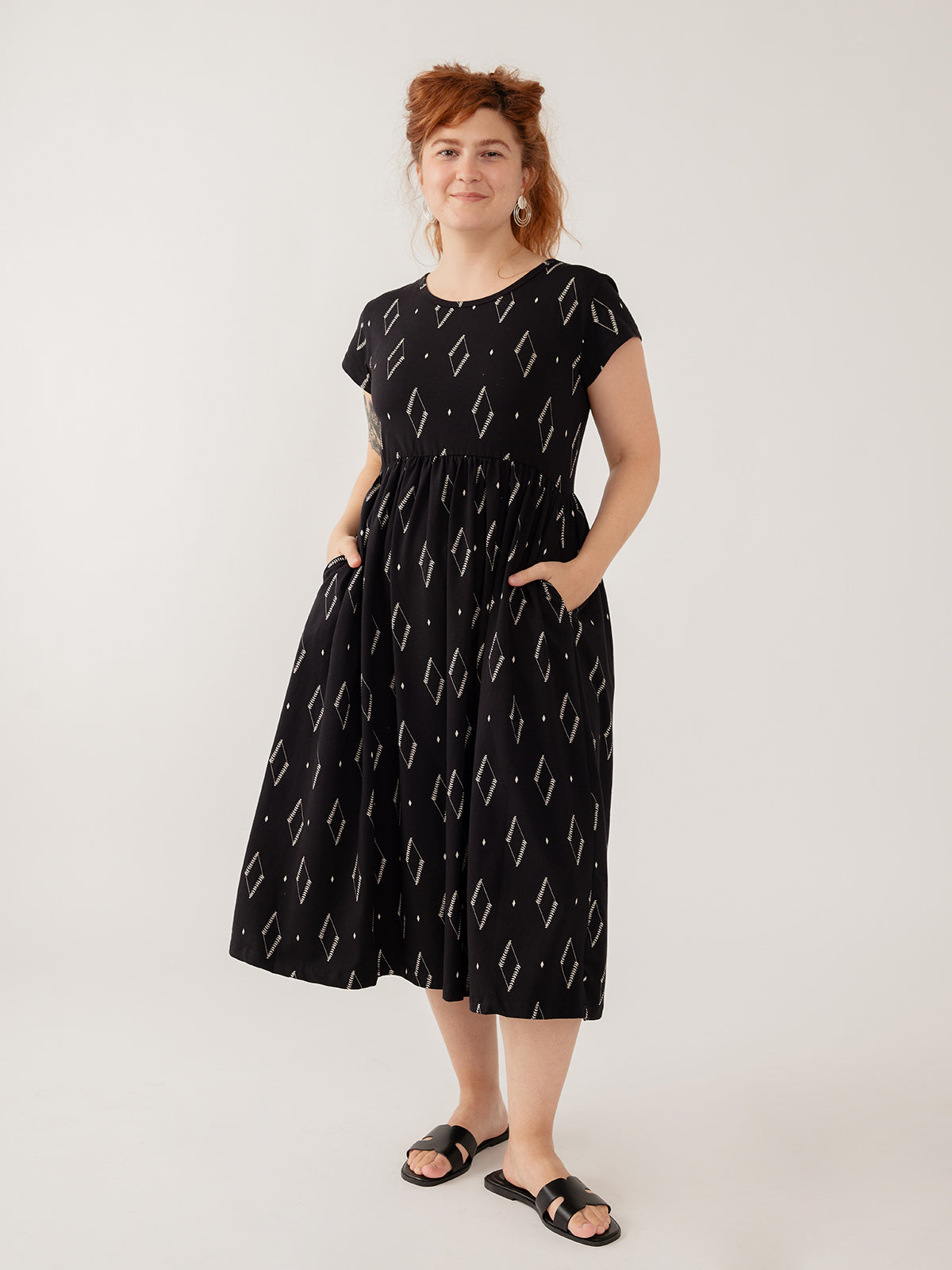 Logan Midi Dress - Diamond Vine Black - Image 1
