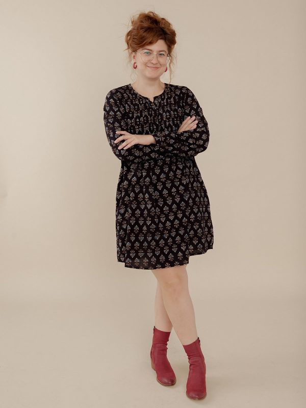 Victoria Tunic Dress - Black Mini Blossom