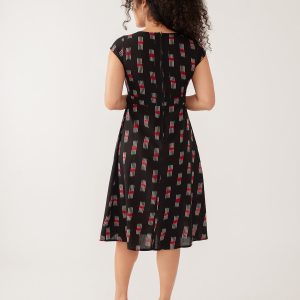 Vintage Pleat Dress - Black Ikat - Image 4