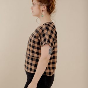 Odelia Top - Black and Tan Gingham - Image 6