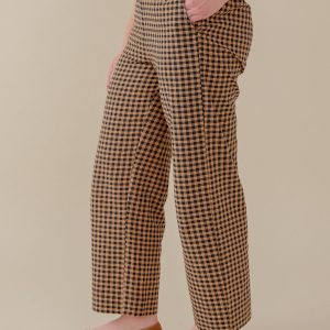 Emmy Drawstring Pant - Black and Tan Small Gingham - Image 2