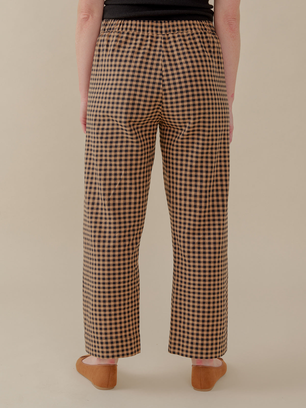 Emmy Drawstring Pant - Black and Tan Small Gingham - Image 4