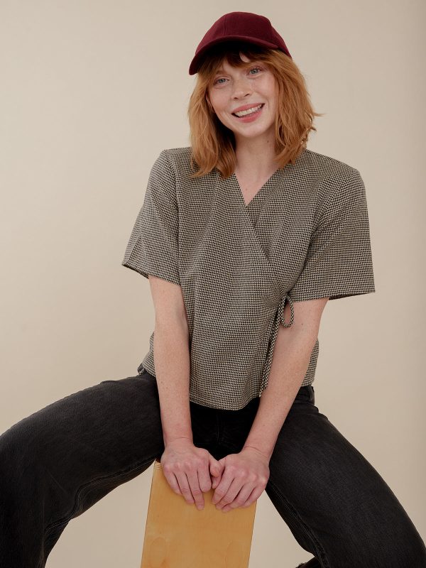 Winona Wrap Top - Houndstooth