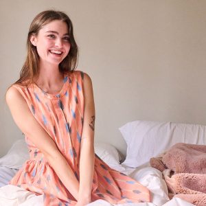 Kerala Placket Dress - Peach Ikat - Image 5