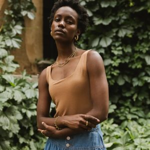 Scoop Neck Tank in Camel - FINAL SALE