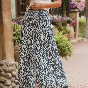 Petra Abstract Smocked Pants in Teal - FINAL SALE