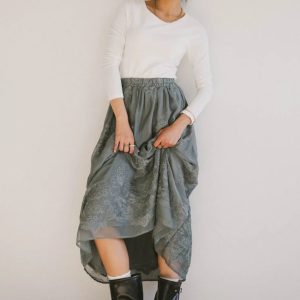 Grace Floral Tulle Skirt in Teal - FINAL SALE